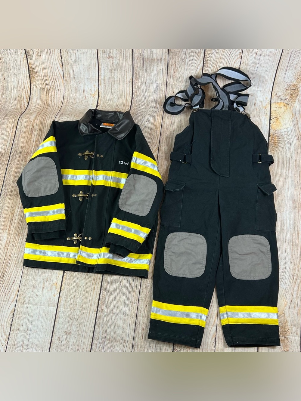 Get Real Gear Firefighter Bunker Pants & Cost Outfit Kids 4-6 Dress Up Fireman